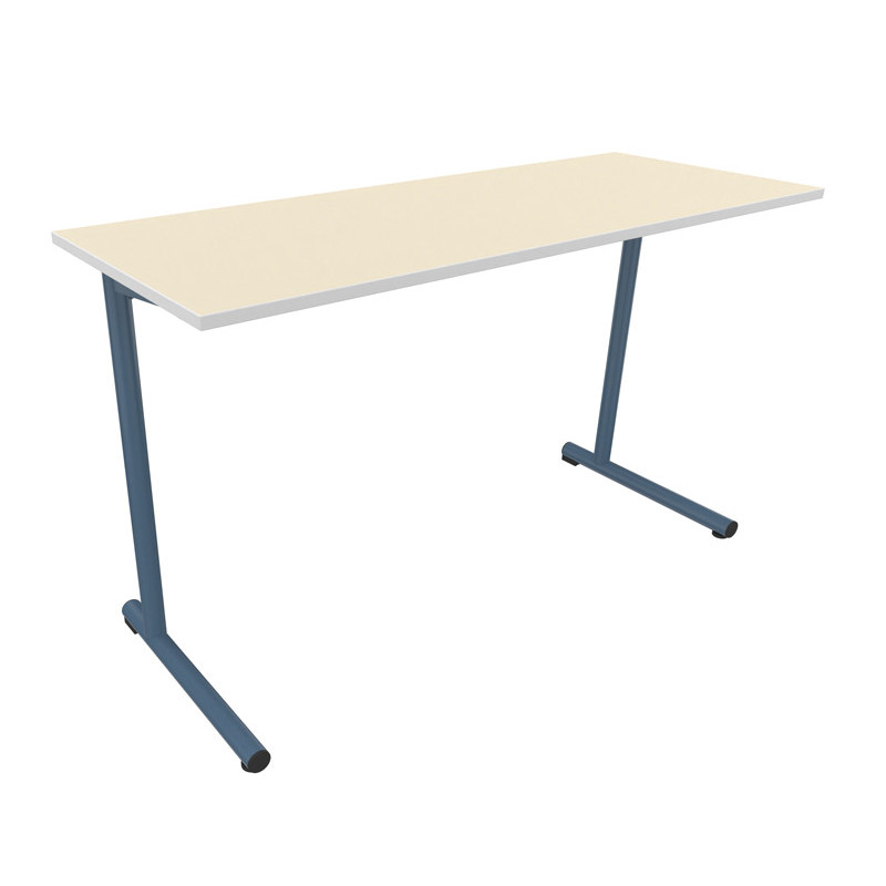 TABLE S2 2 PERSONNES 50*1300 T6 BLEU D'ALUMINE - PLATEAU SERINGA - CHANT ABS BLANC